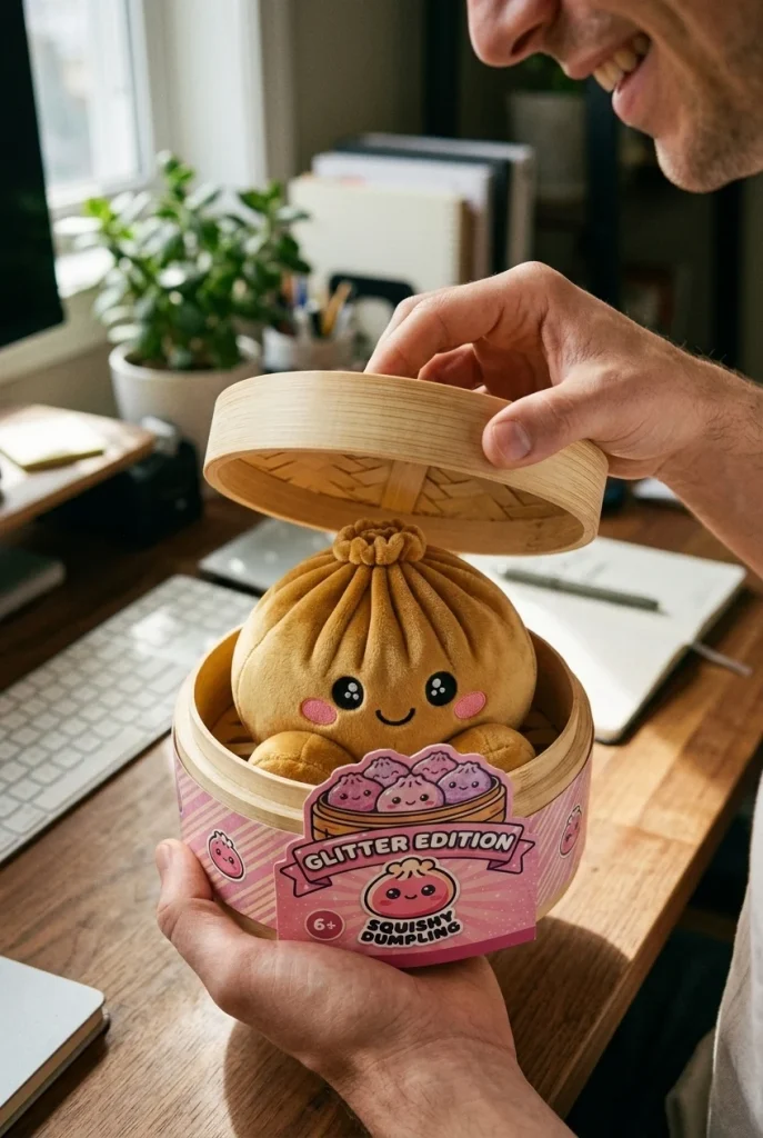 Squishy Dumpling Gold Royal beim Auspacken