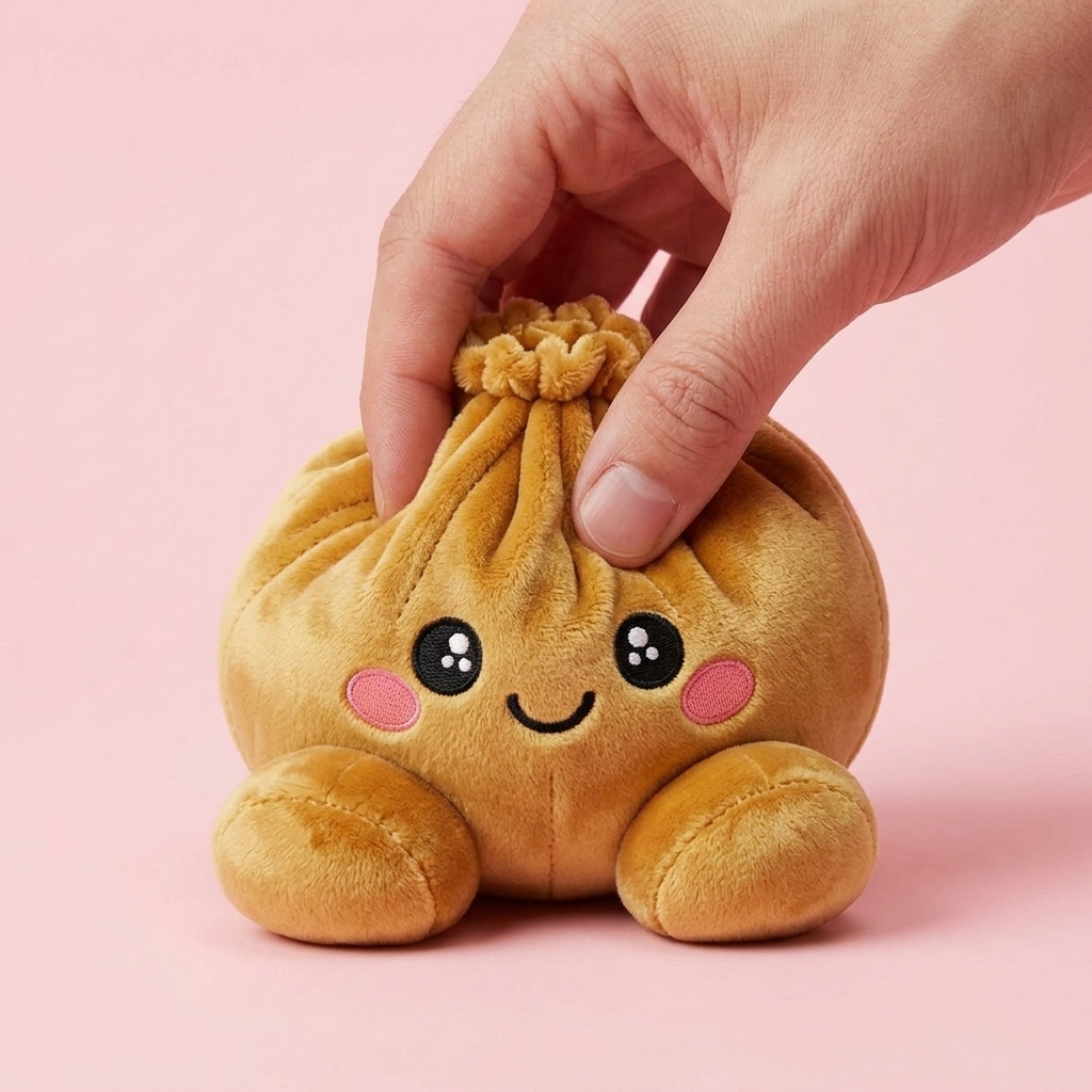 Squishy Dumpling Gold Royal beim Drücken, weiches Material