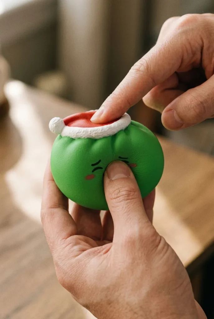 Christmas Hat Dumpling Squishy Elfe Grün beim Drücken