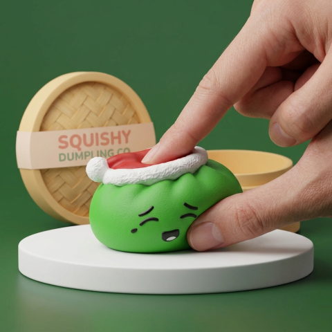 Christmas Hat Dumpling Squishy Elfe Grün beim Drücken, weiches Material