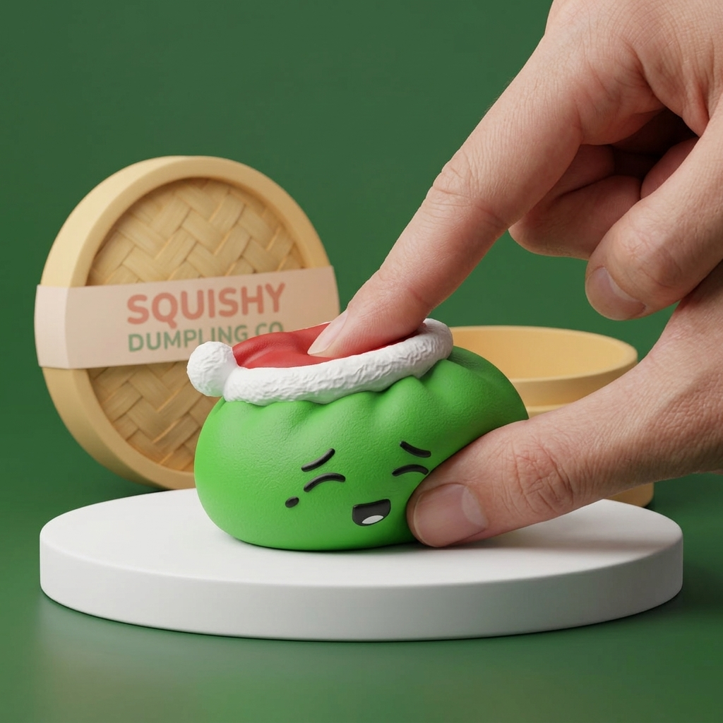 Christmas Hat Dumpling Squishy Elfe Grün beim Drücken, weiches Material