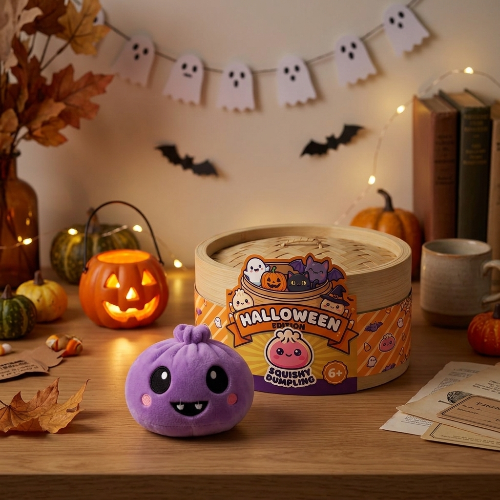Dumpling Squishy Halloween Schaurig 5er-Set in seiner kawaii Umgebung