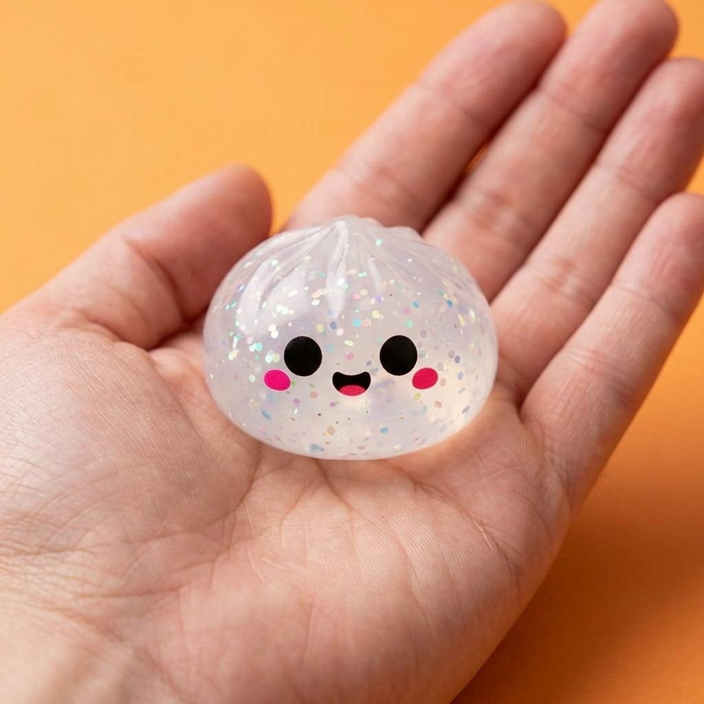 Squishy Dumpling Halloween XXL 8er-Set in der Hand gehalten, echte Größe