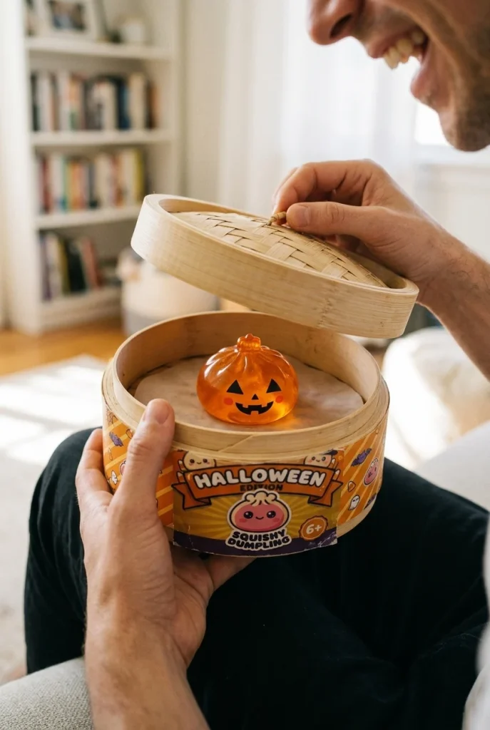 Squishy Dumpling Halloween XXL 8er-Set beim Auspacken