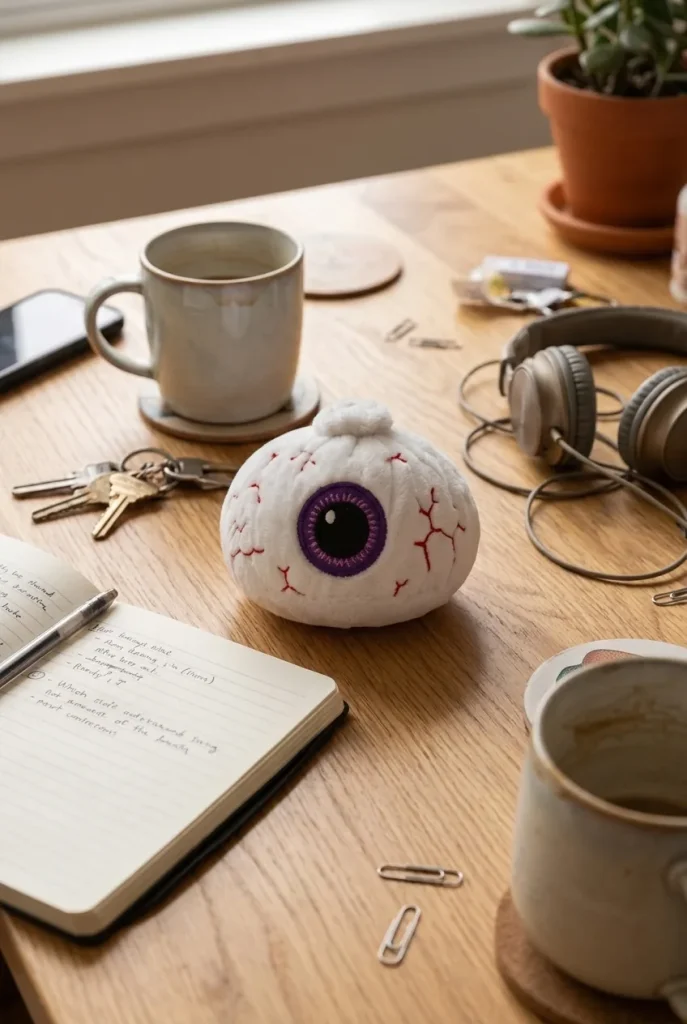 Squishy Dumpling Halloween Auge Plüsch auf dem Schreibtisch