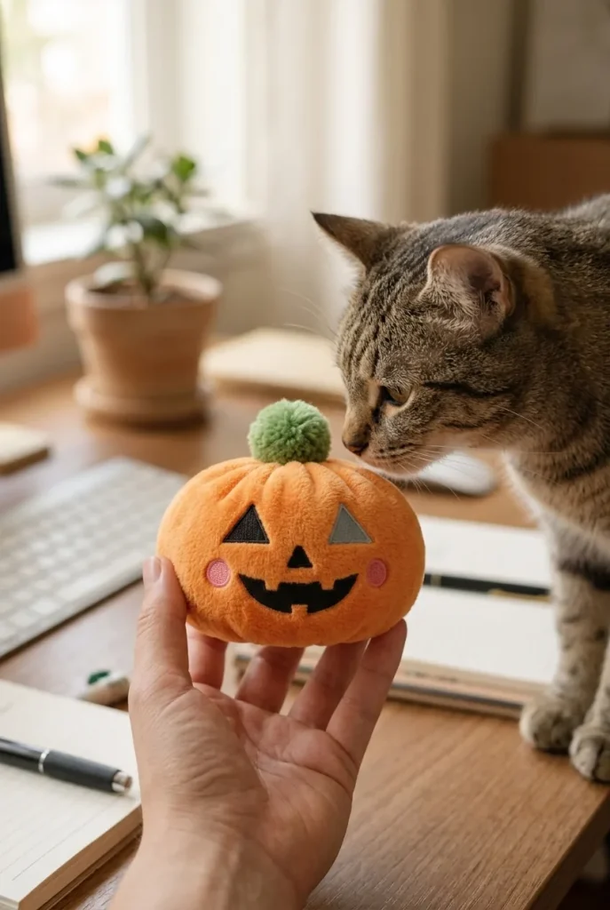 Squishy Dumpling Kürbis Halloween mit einem Kuscheltier