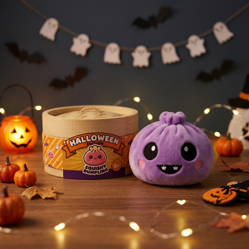 Squishy Dumpling Vampire Halloween Samt-Plüsch in seiner kawaii Umgebung