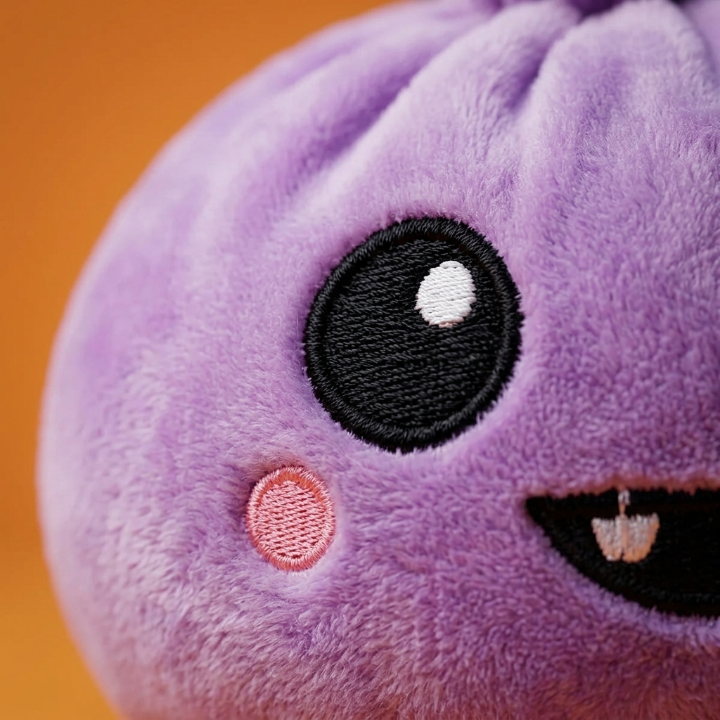 Squishy Dumpling Vampire Halloween Samt-Plüsch — Makro-Nahaufnahme der Textur