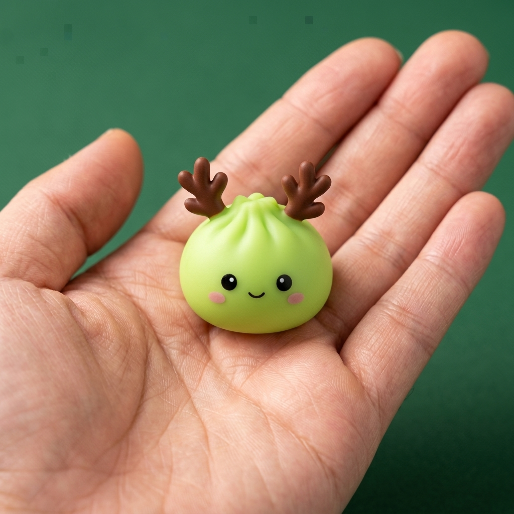 Dumpling Squishy Mochi Adventskalender Lebkuchen 24 Teile in der Hand gehalten, echte Größe