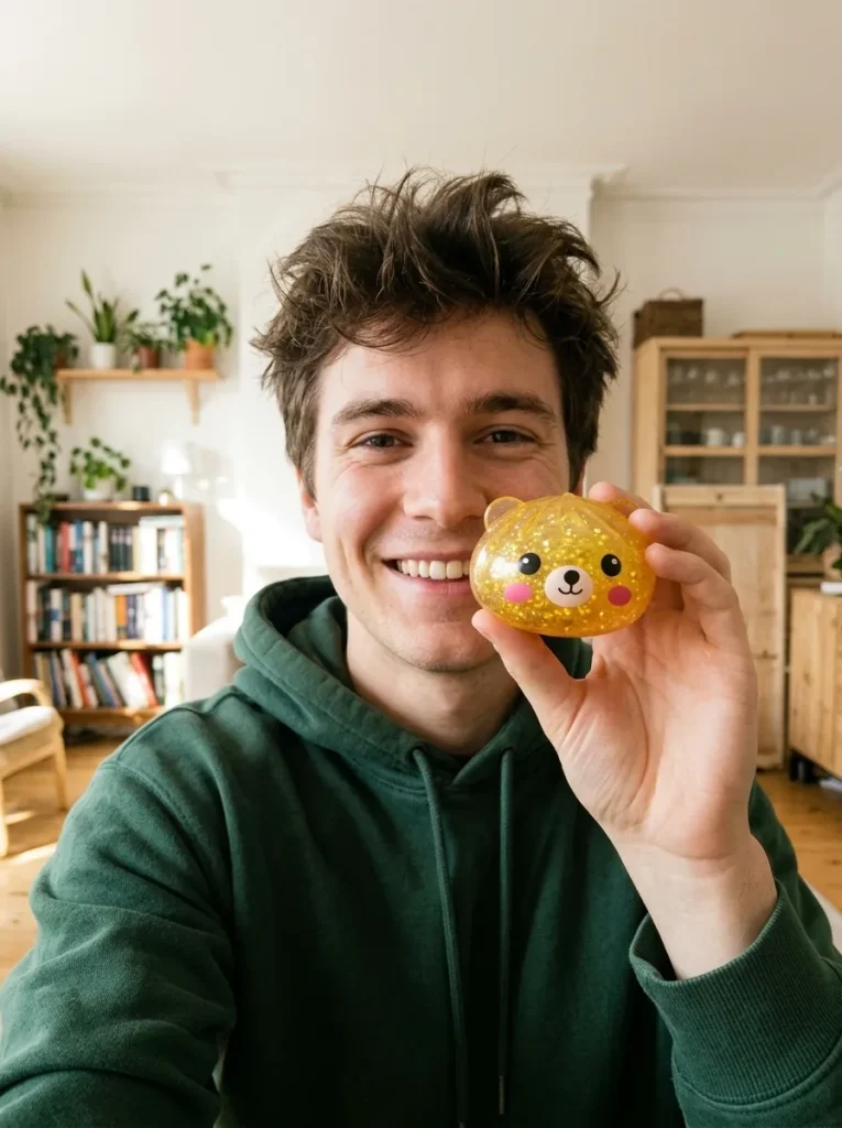 Dumpling Squishy Bär Mystery Glitter im Alltag