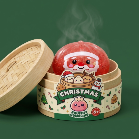 Dumpling Squishy Mystery Candy Weihnachten im Bambus-Dämpfkörbchen