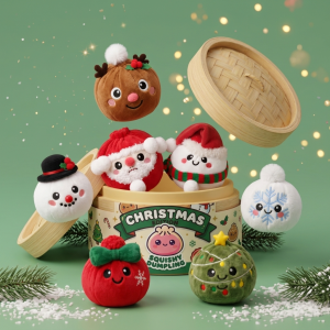 Squishy Dumpling Mystery Christmas Plüschfigur beim Drücken, weiches Material