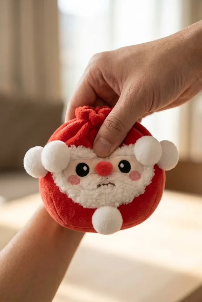 Squishy Dumpling Mystery Christmas Plüschfigur beim Drücken