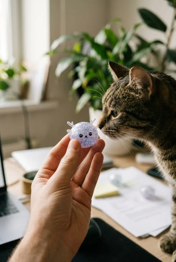 Dumpling Squishy Rentier Mystery Glitzer mit einem Kuscheltier
