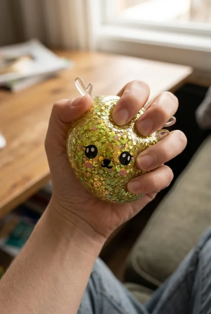 Dumpling Squishy Rentier Mystery Glitzer beim Drücken