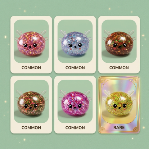 Dumpling Squishy Rentier Mystery Glitzer beim Drücken, weiches Material