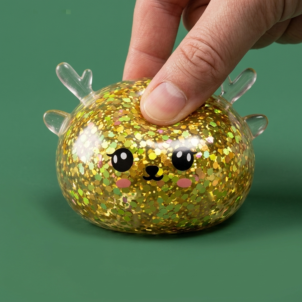 Dumpling Squishy Rentier Mystery Glitzer — slow-rise Effekt, der Schaum federt langsam zurück