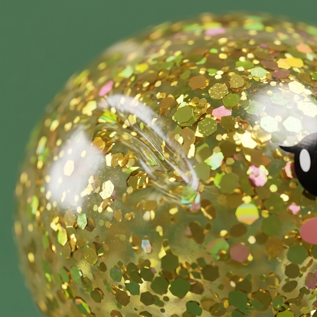 Dumpling Squishy Rentier Mystery Glitzer — Makro-Nahaufnahme der Textur