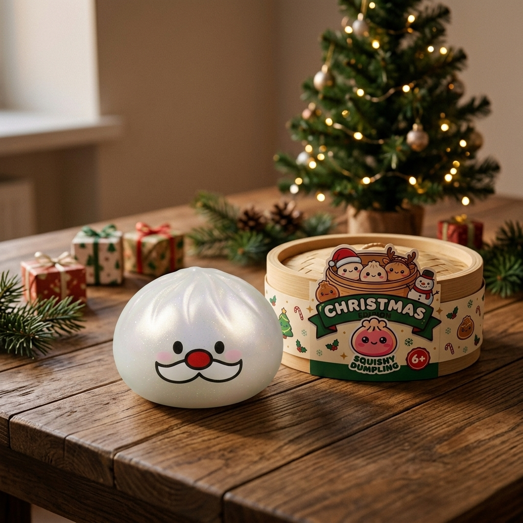 Squishy Dumpling Weihnachtsmann-Bart Mystery in seiner kawaii Umgebung