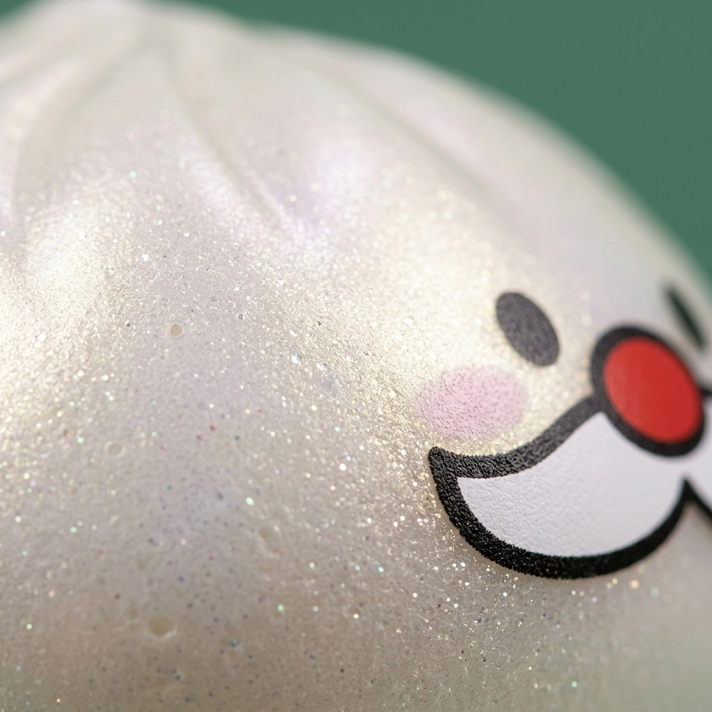 Squishy Dumpling Weihnachtsmann-Bart Mystery — Makro-Nahaufnahme der Textur