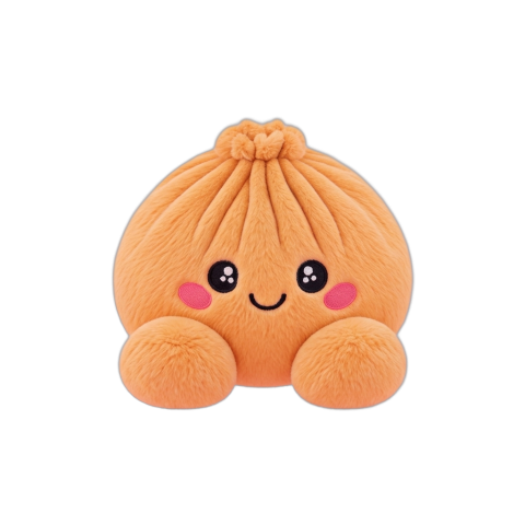 Squishy Dumpling Orange Plüschtier beim Drücken, weiches Material