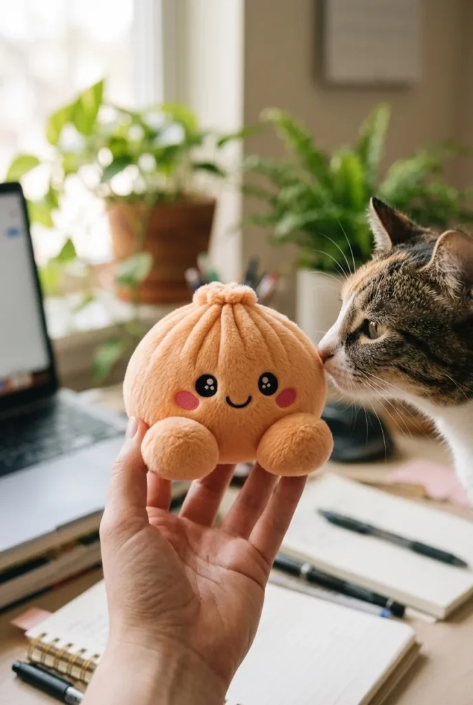 Squishy Dumpling Orange Plüschtier mit einem Kuscheltier