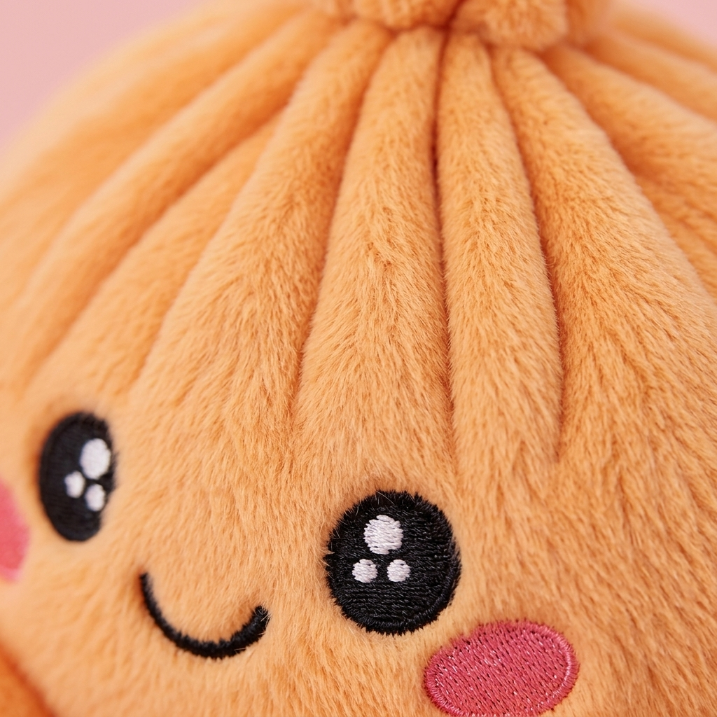 Squishy Dumpling Orange Plüschtier — Makro-Nahaufnahme der Textur
