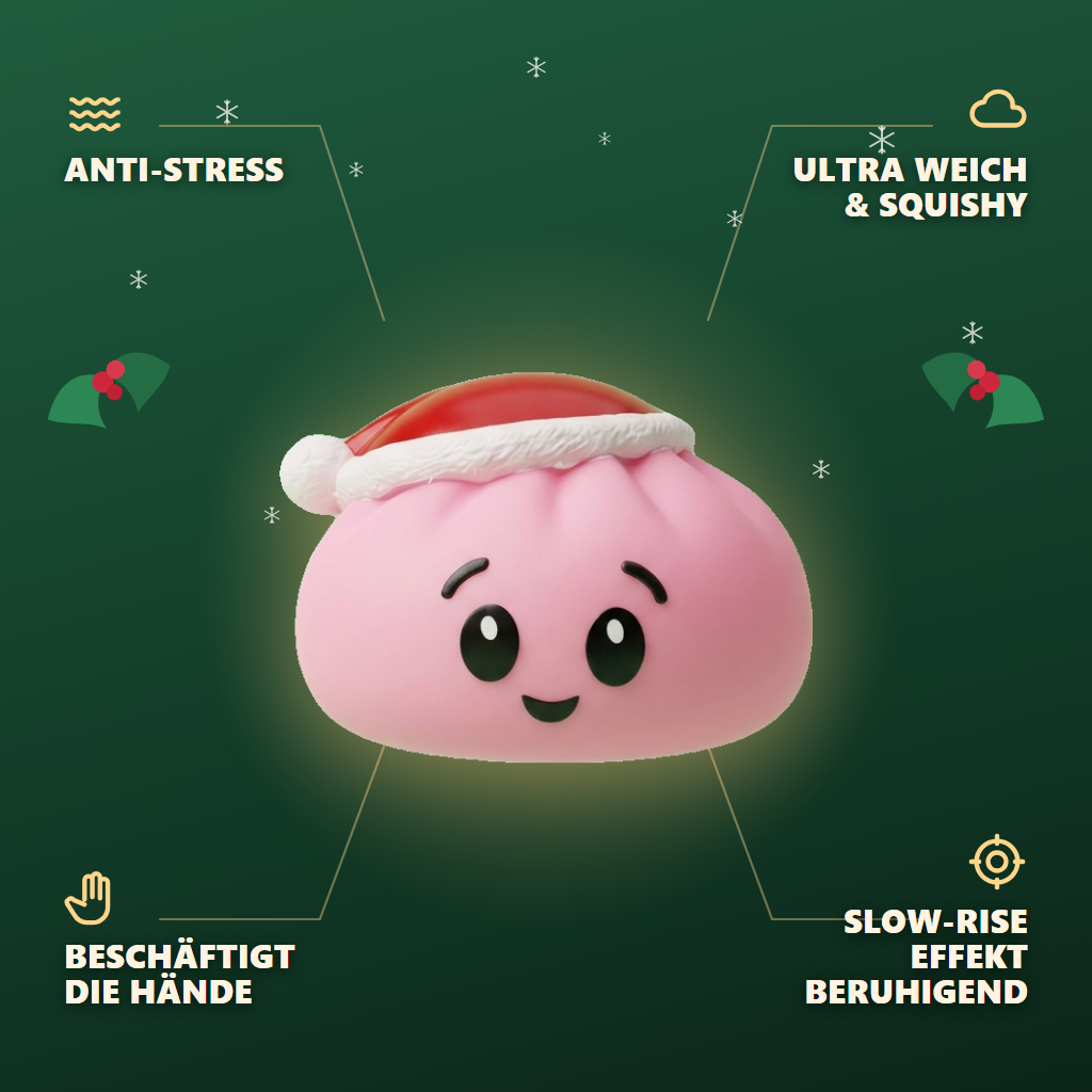 Dumpling Squishy Weihnachtsmütze Rosa Zuckersüß — seine Vorteile