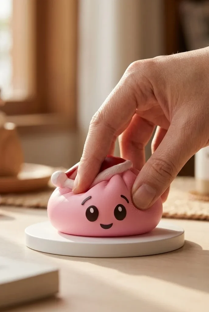Dumpling Squishy Weihnachtsmütze Rosa Zuckersüß beim Drücken