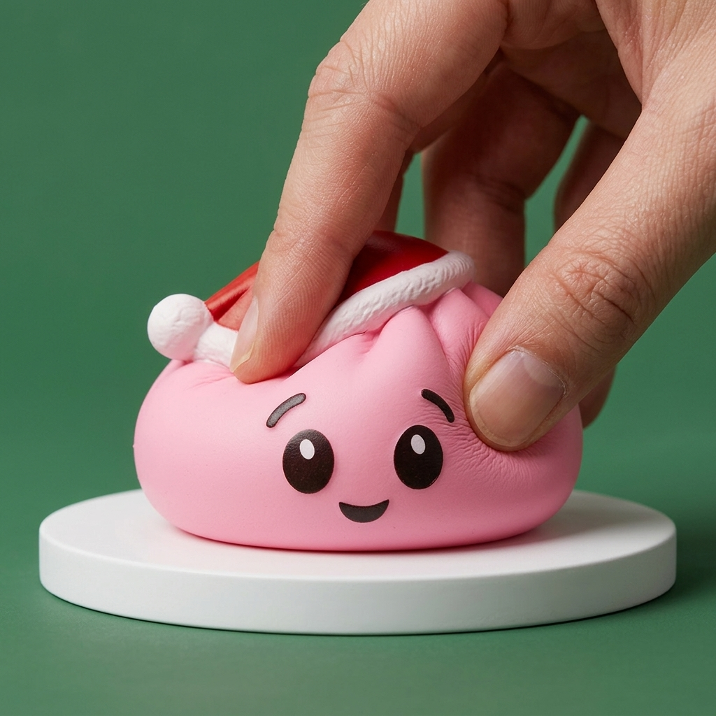 Dumpling Squishy Weihnachtsmütze Rosa Zuckersüß beim Drücken, weiches Material