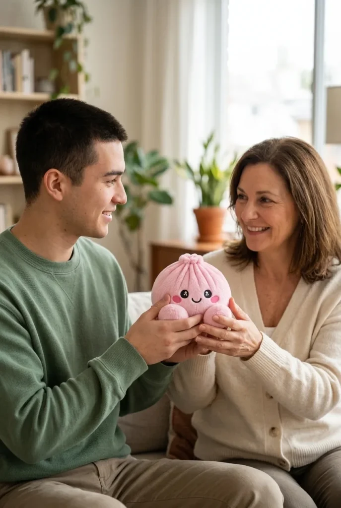 Dumpling Squishy Plüsch Rosa Pfingstrose als Geschenkidee