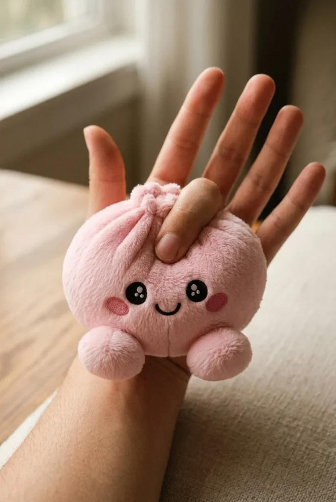Dumpling Squishy Plüsch Rosa Pfingstrose beim Drücken