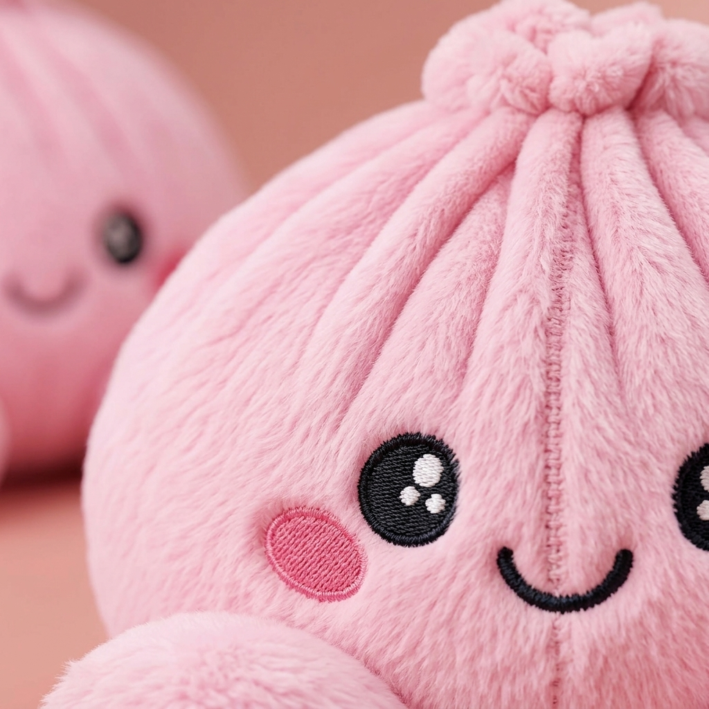 Dumpling Squishy Plüsch Rosa Pfingstrose — Makro-Nahaufnahme der Textur