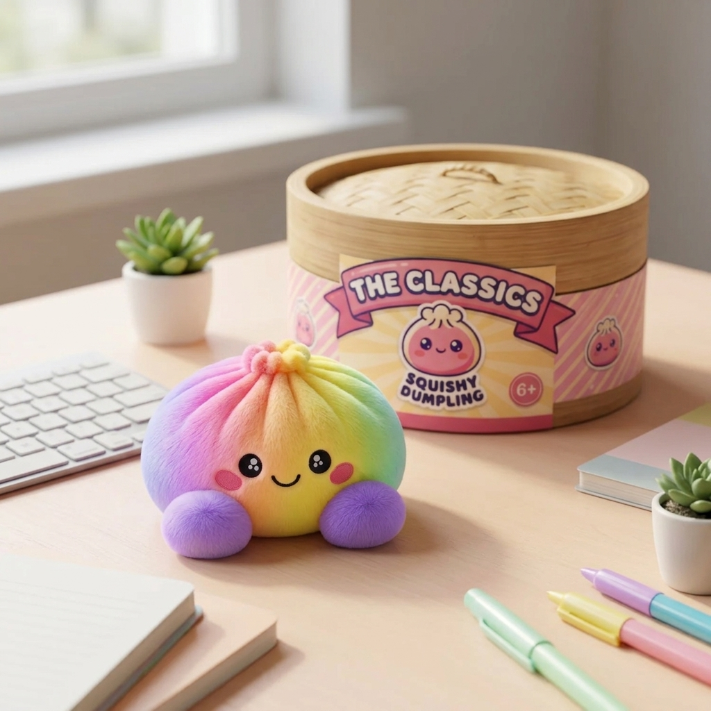 Squishy Dumpling Regenbogen Pastell in seiner kawaii Umgebung
