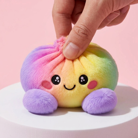 Squishy Dumpling Regenbogen Pastell — slow-rise Effekt, der Schaum federt langsam zurück