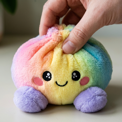 Squishy Dumpling Regenbogen Pastell beim Drücken, weiches Material