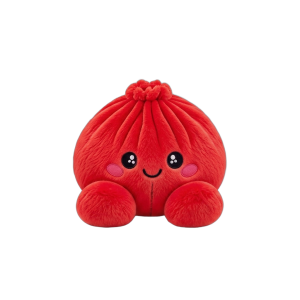 Dumpling Squishy Plüsch Rubinrot beim Drücken, weiches Material