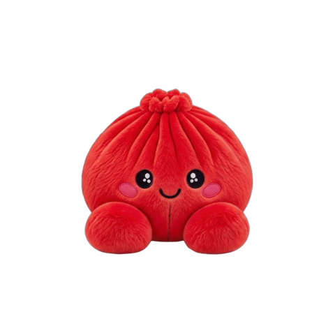 Dumpling Squishy Plüsch Rubinrot beim Drücken, weiches Material