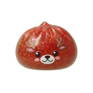 Dumpling Squishy Rentier Rot Glitter beim Drücken, weiches Material