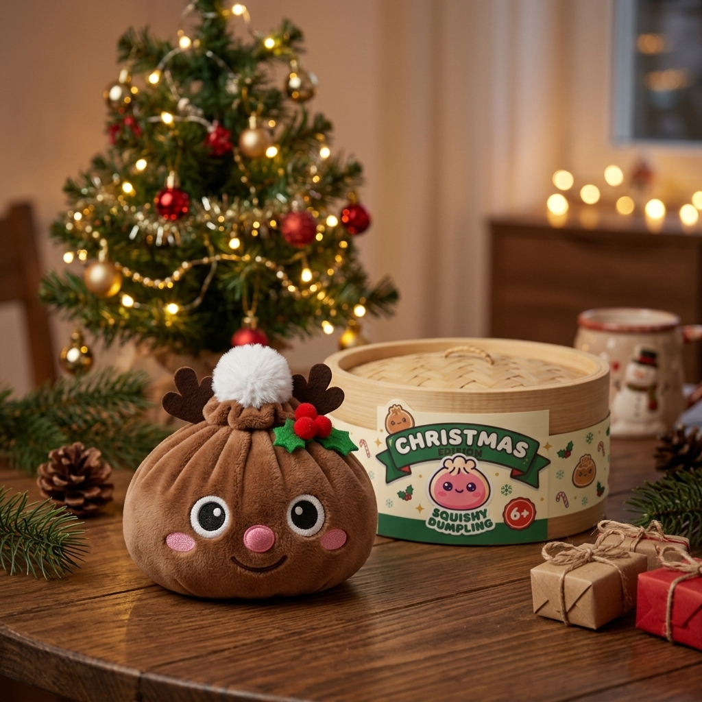 Dumpling Squishy Rentier Weihnachten in seiner kawaii Umgebung