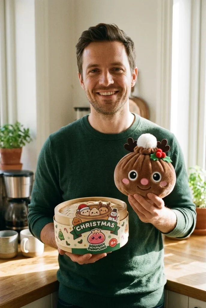 Dumpling Squishy Rentier Weihnachten mit seiner Box