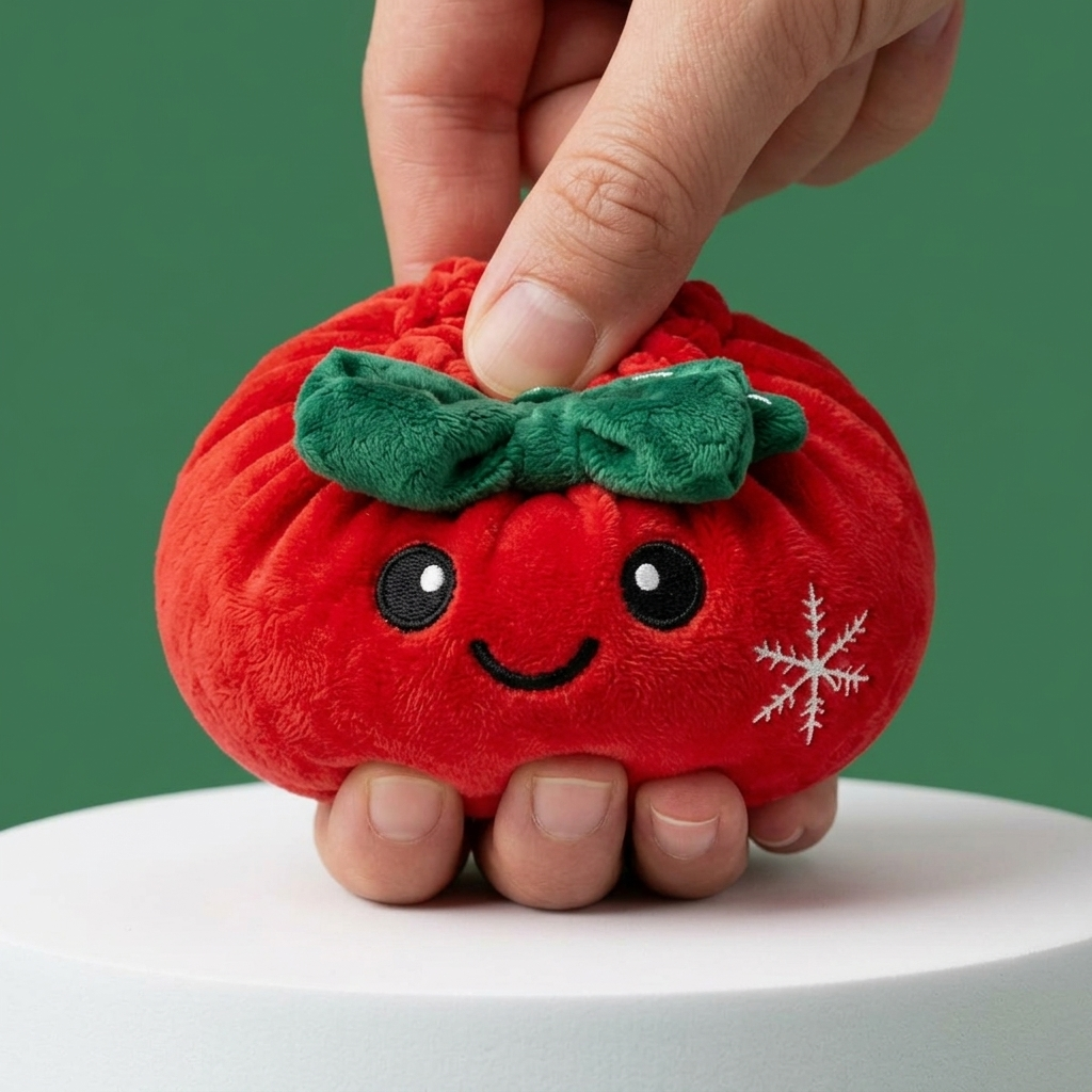 Squishy Dumpling Ribbon Bow Weihnachten Rot beim Drücken, weiches Material