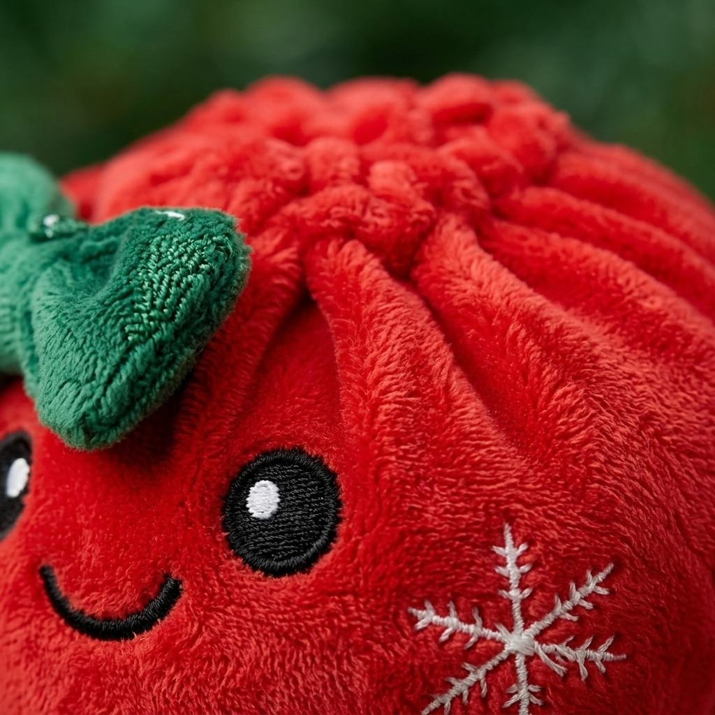 Squishy Dumpling Ribbon Bow Weihnachten Rot — Makro-Nahaufnahme der Textur