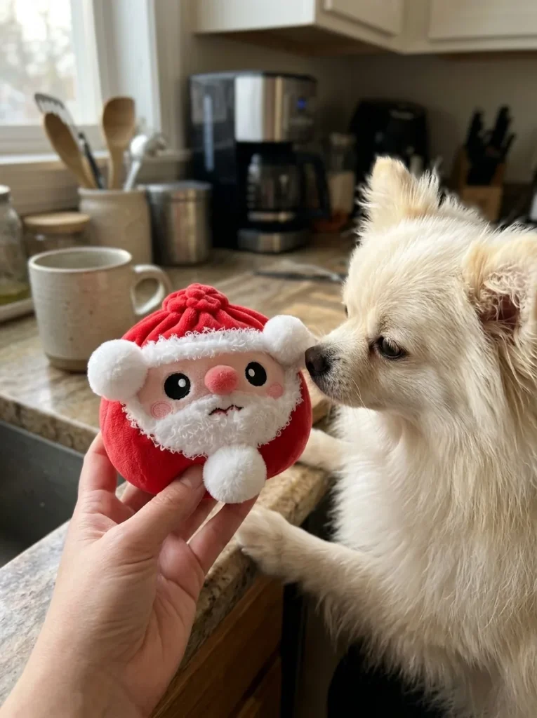 Squishy Dumpling Weihnachtsmann Plüsch mit einem Kuscheltier