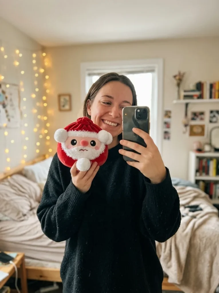 Squishy Dumpling Weihnachtsmann Plüsch im Alltag