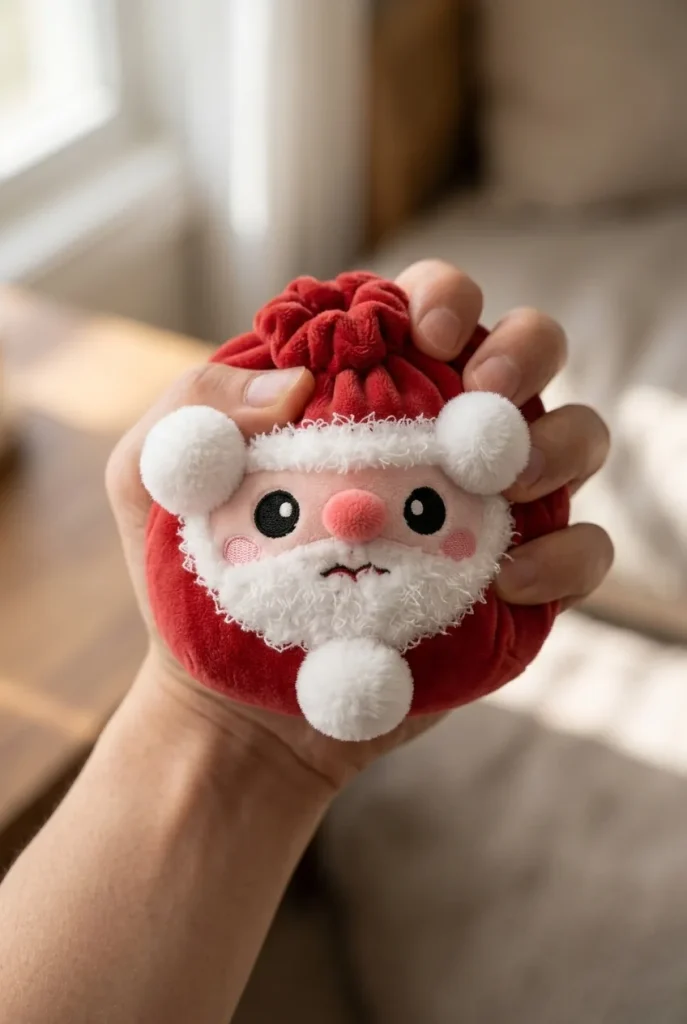 Squishy Dumpling Weihnachtsmann Plüsch beim Drücken
