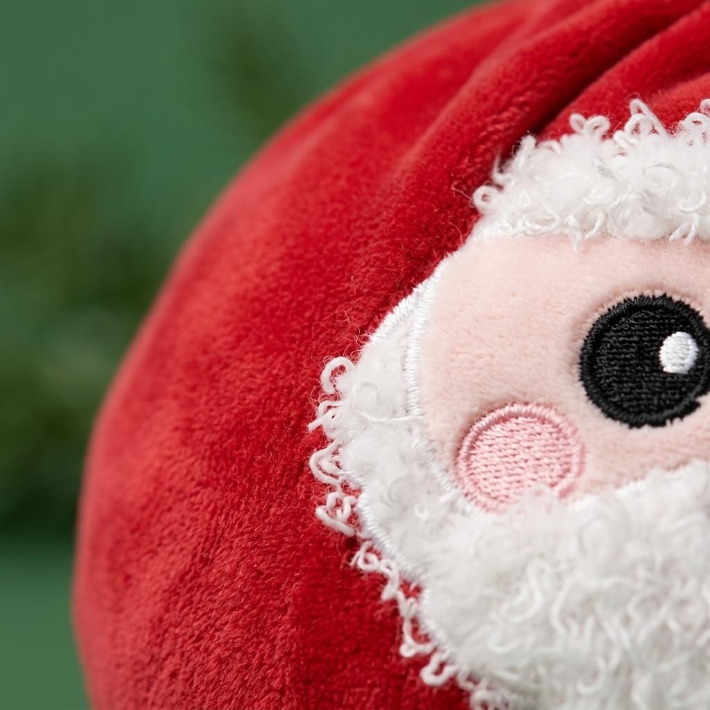 Squishy Dumpling Weihnachtsmann Plüsch — Makro-Nahaufnahme der Textur