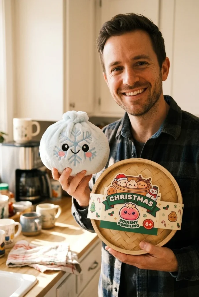 Dumpling Squishy Schneeflocke Winter mit seiner Box