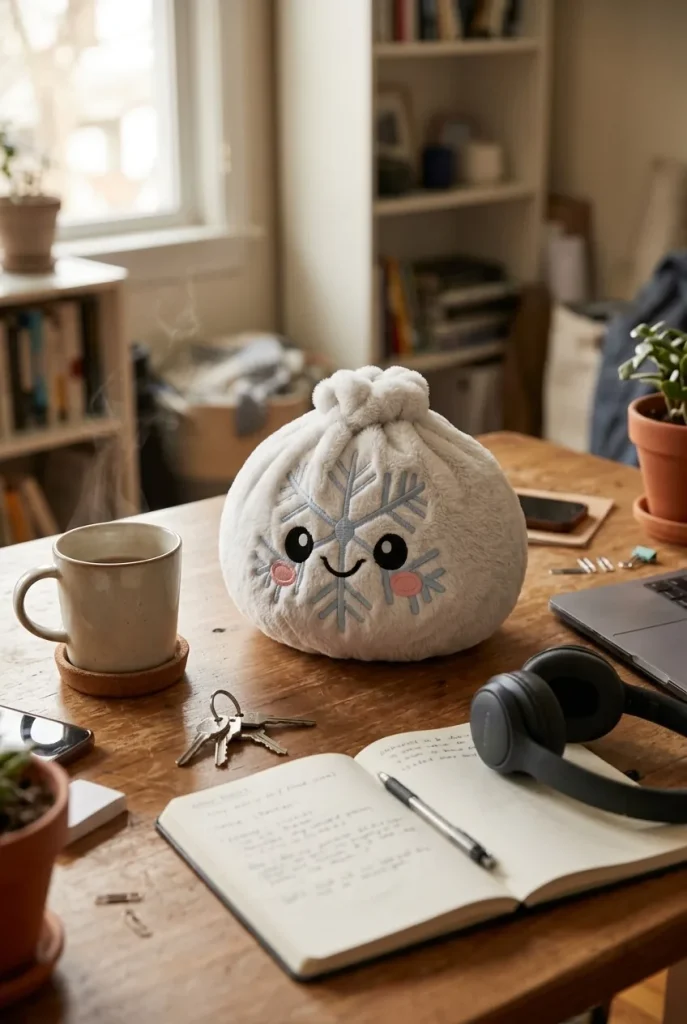 Dumpling Squishy Schneeflocke Winter auf dem Schreibtisch