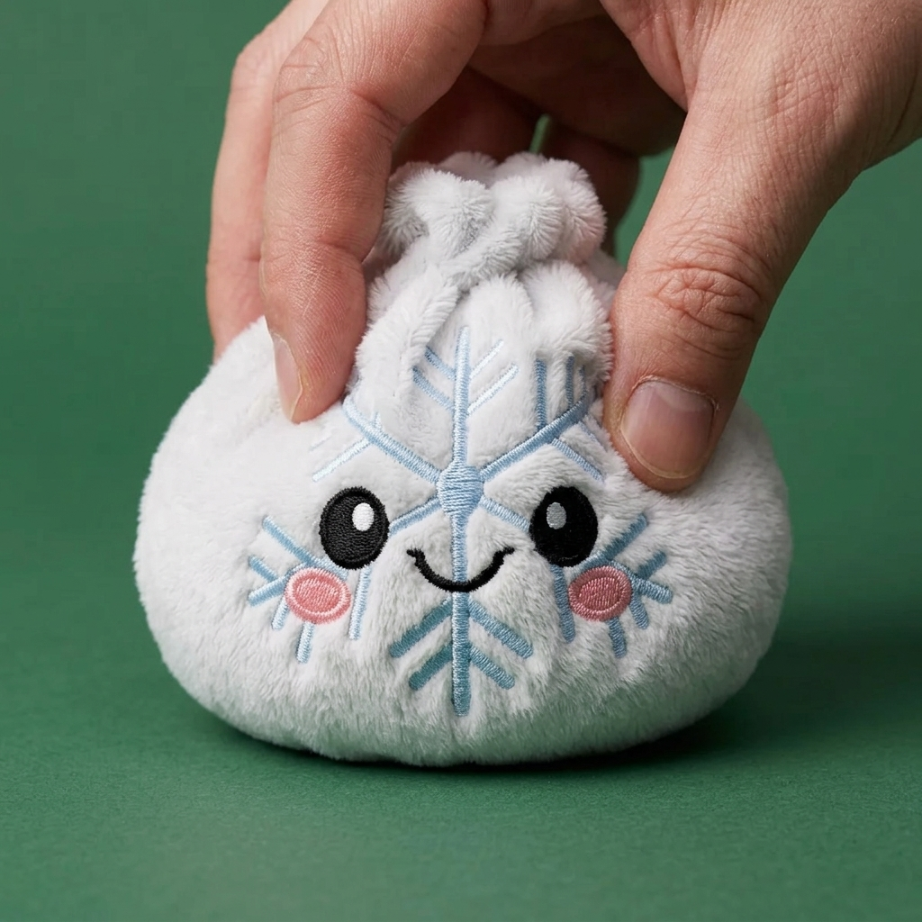Dumpling Squishy Schneeflocke Winter — slow-rise Effekt, der Schaum federt langsam zurück